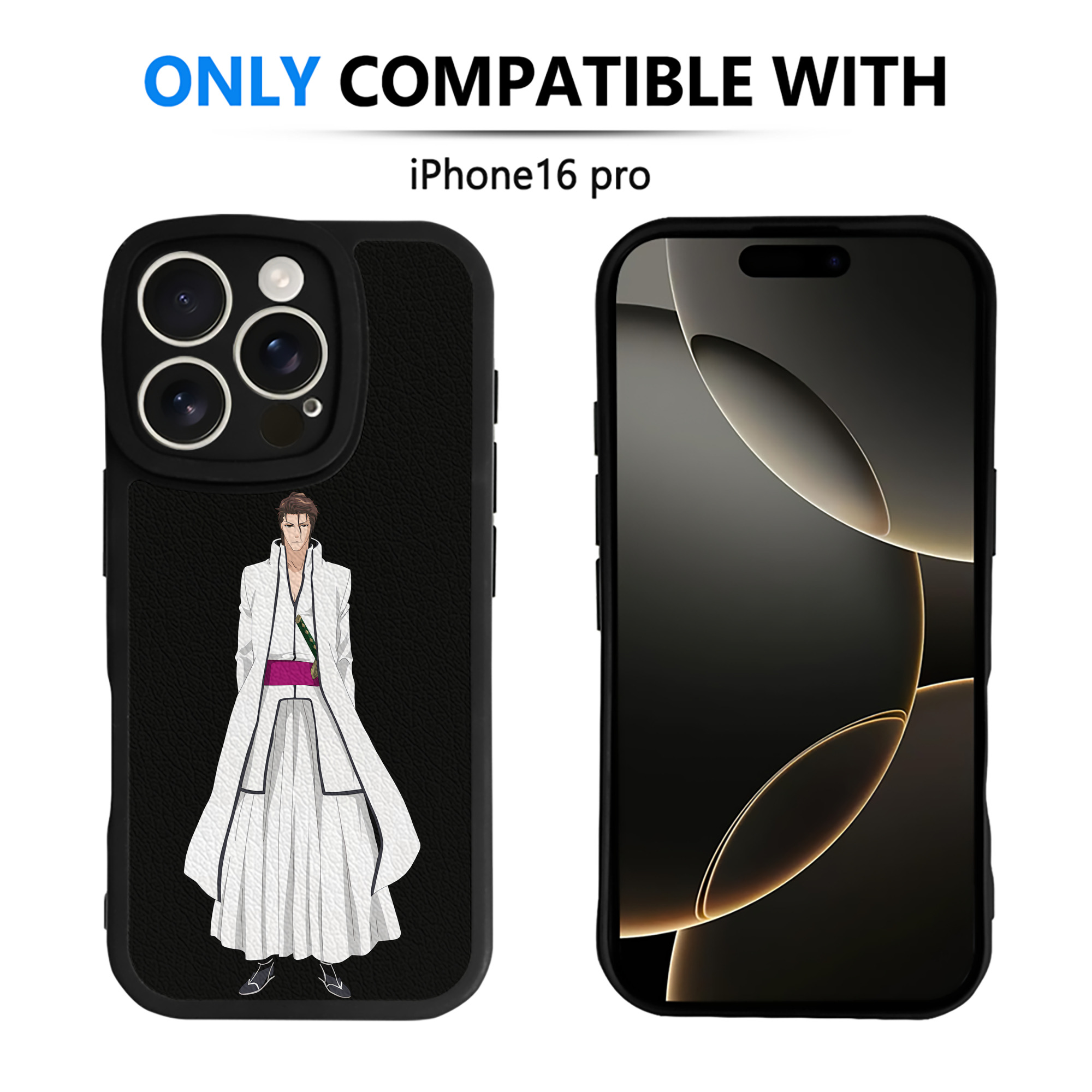 （画像用） ブリーチ 藍染 惣右介（あいぜん そうすけ） BLEACH Aizen Sousuke 【iPhone 16シリーズ対応】シリコンスマホケース（レザー調） 材質：シリコン